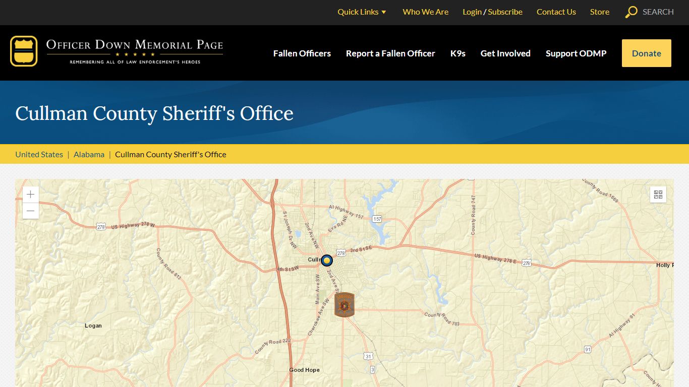 Cullman County Sheriff's Office, Alabama, Fallen Officers